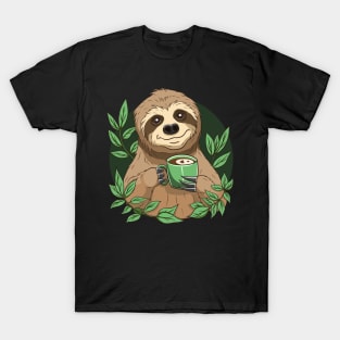 Cute Sloth With Coffee T-Shirt